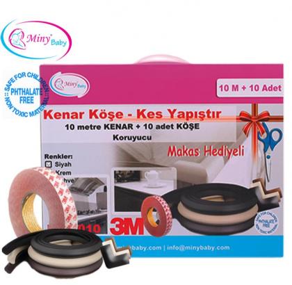 Miny Baby  Kes-Yapıştır  10m Kenar + 10 Adet Köşe Koruyucu  /  KAHVERENGİ